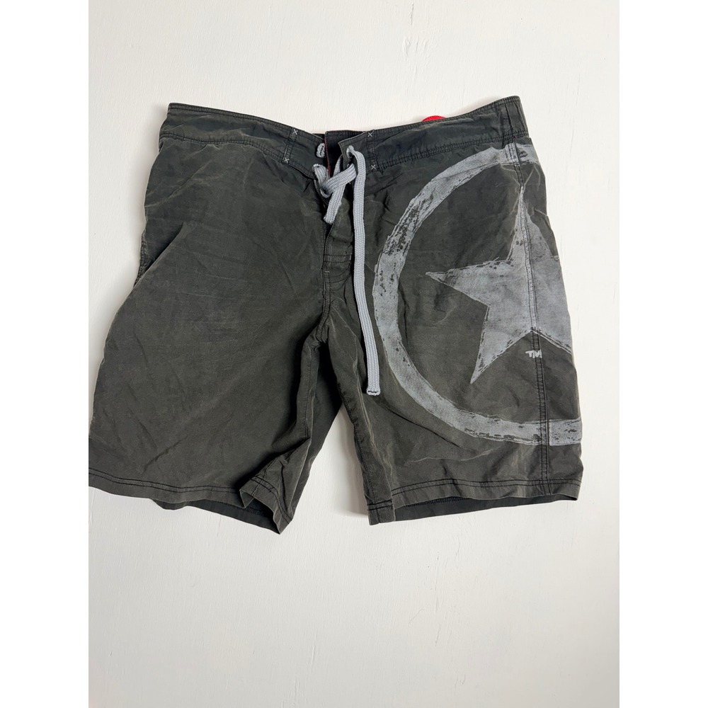 Converse One Star Mens Board Shorts Faded Black Star Logo Swim Trunks Size L